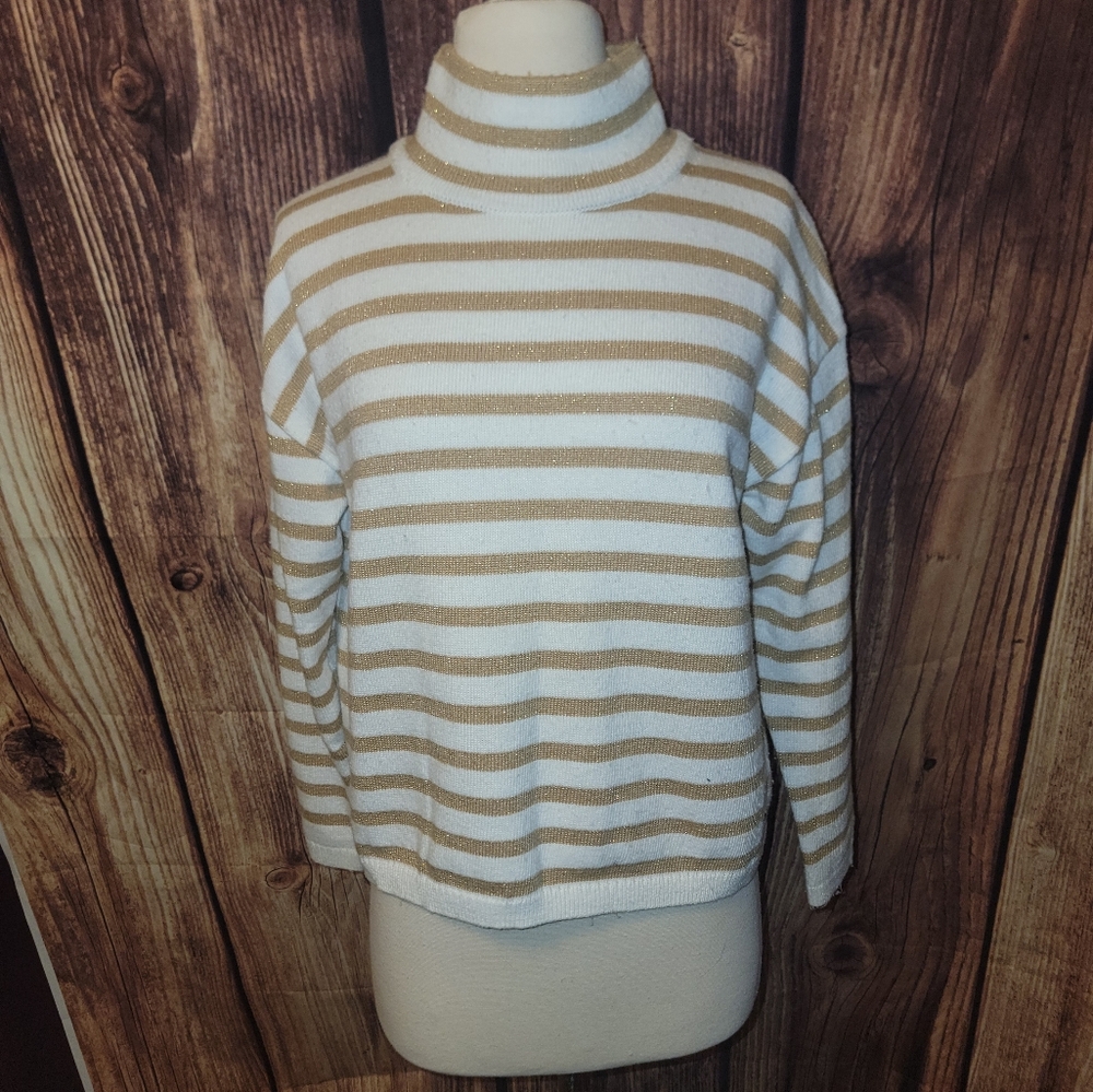 Talbots Sweater Size SP Gold/Off White